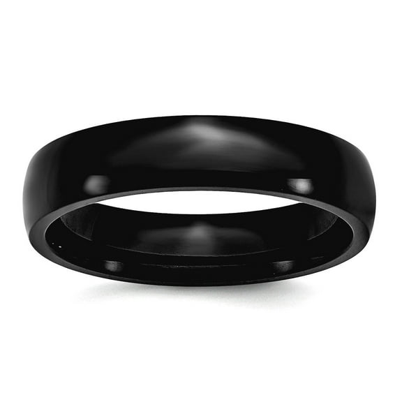 Stainless Steel Half Round 5mm Black Ip Plated Polished Band Ring Size 9.5 Ring for Women and Men