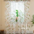 thumbnail image 2 of 2 Panels Foral Sheer Curtains for Living Room Window, Country Patterned Drapes Rod Pocket Light Filtering Airy Farmhouse Semi Sheer Curtains for Bedroom, 2 of 5