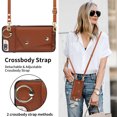 thumbnail image 2 of Crossbody for iPhone 8 Plus/7 Plus Phone Case for Women, Wallet Case with Credit Card Holder Shoulder Strap & Wrist Lanyard Shockproof Purse Back Flip 360 Ring Holder Kickstand Case,Brown, 2 of 9
