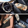thumbnail image 3 of Uorisanigo Butterfly Boho Flower 18 Pcs Auto Accessories, Full Set Car Seat Cover+Steering Wheel Covers+Seat Belt Pads+Center Console Cover+Headrest Covers+Shift Knob & Handbrake Covers+Coasters, 3 of 7