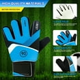 thumbnail image 3 of Toorise Soccer Goalie Goalkeeper Gloves for Kids 3 Size Latex Anti-Slip Soccer Gloves Adjustable Wrist Strap Kids Youth Goal Keeper Field Player Glove Training Gloves(Blue), 3 of 8