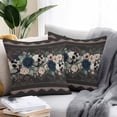 thumbnail image 2 of Outdoor Waterproof Pillow Covers Halloween Spooky Skull Rose Flower Decorative Throw Pillow Protectors,Eucalyptus Leaf on Black Pillowcase Cushion Cases for Patio Sofa Garden Couch,26x26in,Pack of 2, 2 of 9