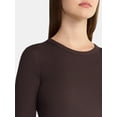 thumbnail image 4 of No Boundaries Ribbed Crewneck Tee with Long Sleeves, 1 or 2-Pack, Women's & Women's XXS-XXL, 4 of 4
