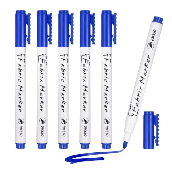 Uxcell Fabric Marker Pen, 6Pcs Permanent Markers on Plastic Wood Stone Metal and Glass Washable DIY Crafts Art Supplies for Clothes Drawing Cover Writing Marking, Blue