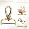 thumbnail image 4 of Uxcell 2Pcs Detachable Snap Hook Swivel Clasp 1 1/2" D Ring with Swivel Lobster Claw Clasps Hook for Purse Brass, 4 of 7