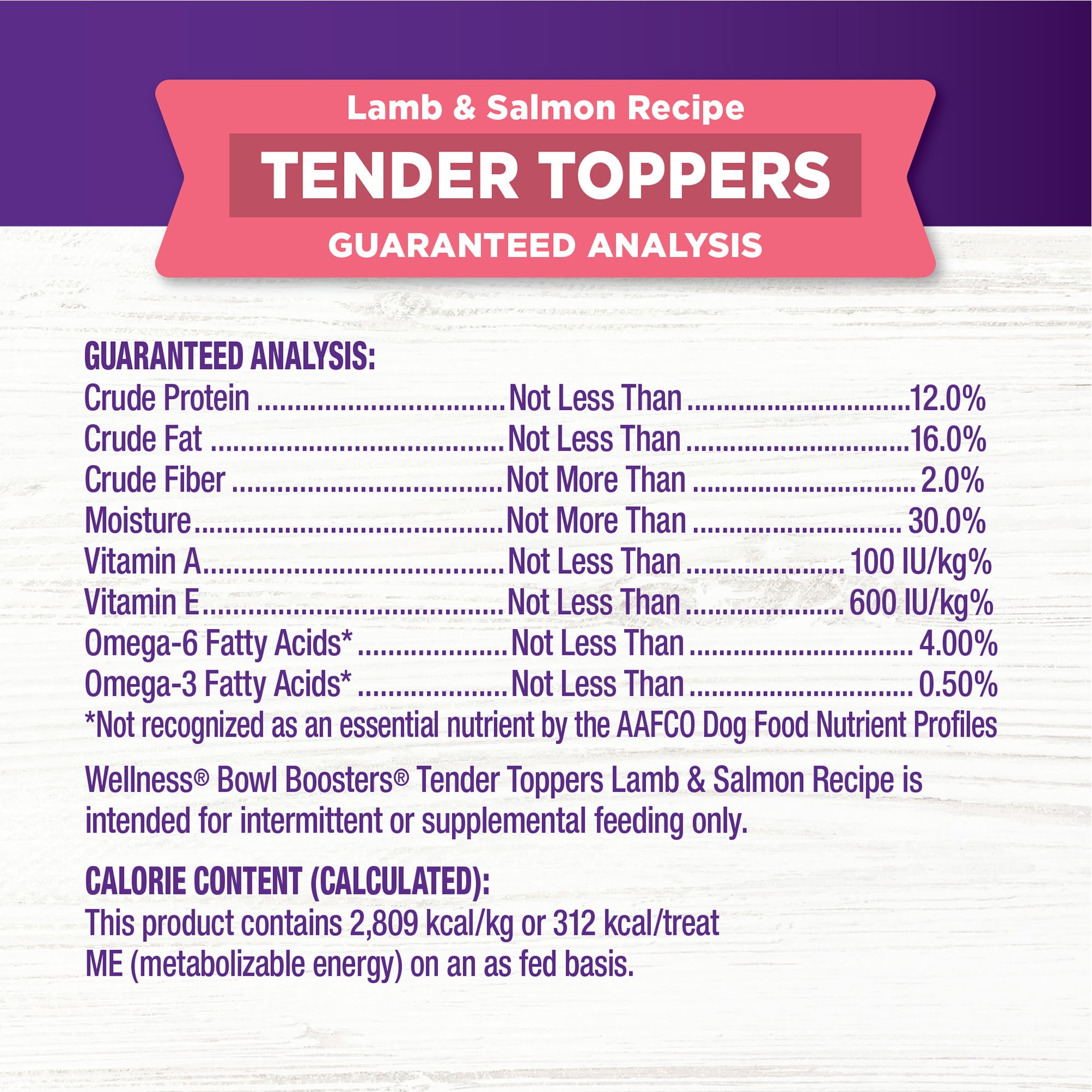 Wellness Bowl Boosters Tender Toppers, Dog Food Topper for Small, Medium, & Large Breeds, Grain Free, Natural, Lamb & Salmon, 8 Ounce Bag (Pack of 1)