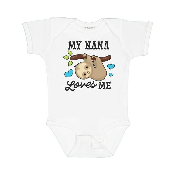 Inktastic My Nana Loves Me with Sloth and Hearts Boys or Girls Baby Bodysuit