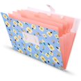 thumbnail image 4 of 5 Pocket Expanding File Folder,Plastic File Holder Snap Closure A4 Size Desk Organizer Floral File Folders Document Organizer Accordion Folder(Green), 4 of 7
