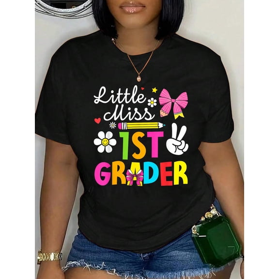 Little Miss First Grade 1st Grader First Day Back to School T-Shirt