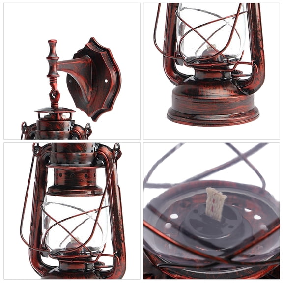 7.08*11.02inch 220V Outdoor Vintage Antique Rustic Lantern Lamp Red Bronze Coloured Retro Wall Sconce Light Fixture