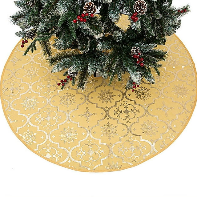 AMERTEER Tree Skirt Christmas Under Tree Foot Mat Snowflake Decoration Polyester Floor Gift Stocking Pad Set