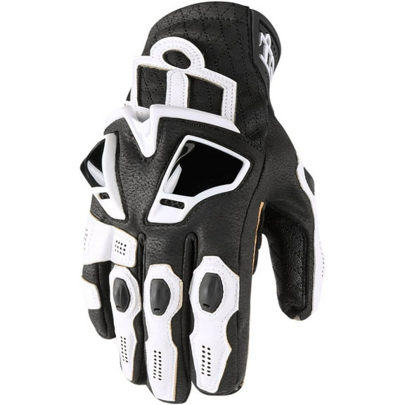 Icon Hypersport Short Mens Leather Motorcycle Gloves White XXL
