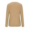 thumbnail image 6 of Idoravan Womens Tshirts V Neck Long Sleeve Tops Tee Solid Color Blouse Womens Winter Sexy V Neck Long Sleeve Tops Regular Blouse Beige S, 6 of 7