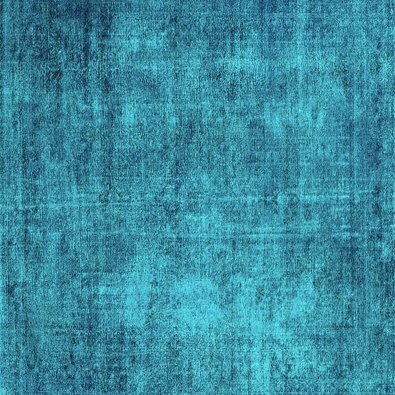 Ahgly Company Machine Washable Indoor Square Oriental Turquoise Blue Industrial Area Rugs, 4' Square