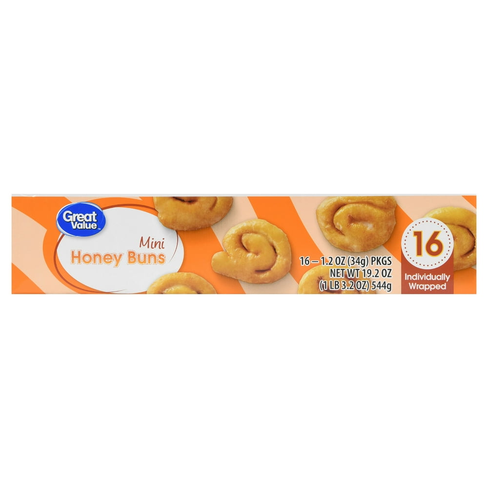 Great Value Mini Honey Buns, 1.2 oz, 16 count