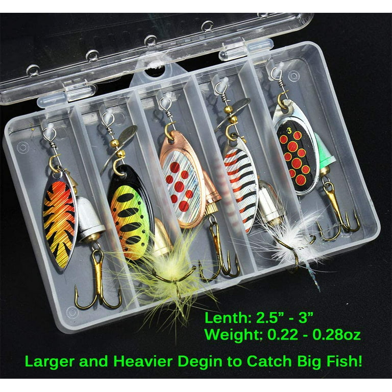 20pcs Fishing Lures Spinner bait for Bass Trout Salmon Walleye Hard Metal  Spinner Baits Kit with Tackle Box 