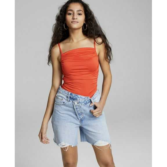 Now This Womens Cotton Asymmetrical Button Denim Shorts Anson 24