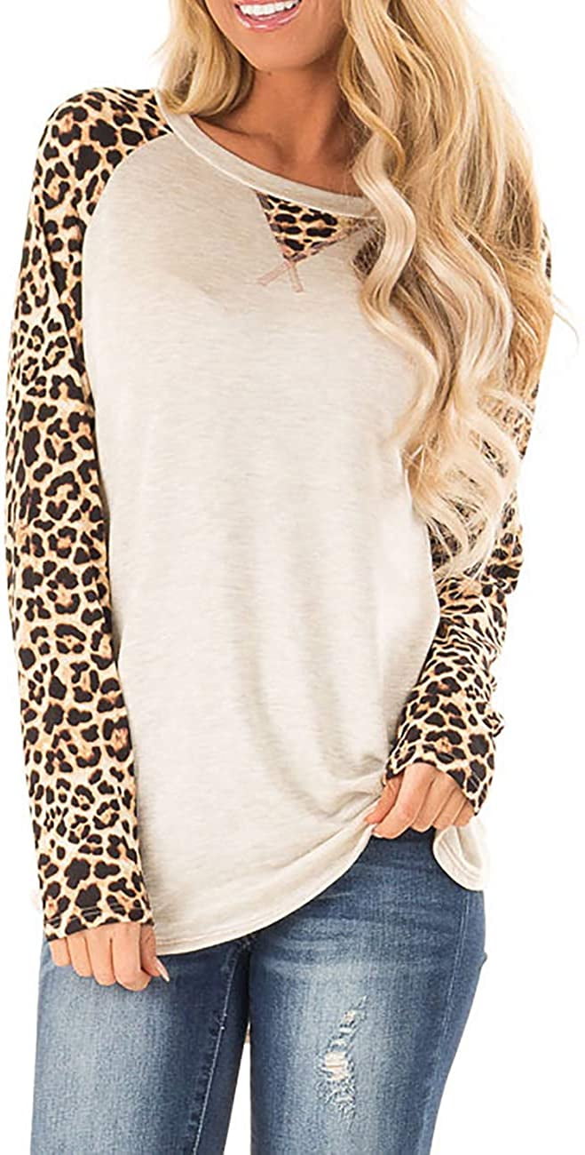 LARACE Plus Size Sweatshirts Lightweight Animal Print Tops For Women Long Sleeve Tunic Loose Pullover Color Block T-shirts
