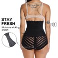 thumbnail image 4 of QRIC 2 Pack Lace Stripe High Waist Compression Tummy Control Panties Shapewear Thong for Women Undergarments Body Shaper Black*2, 4 of 6