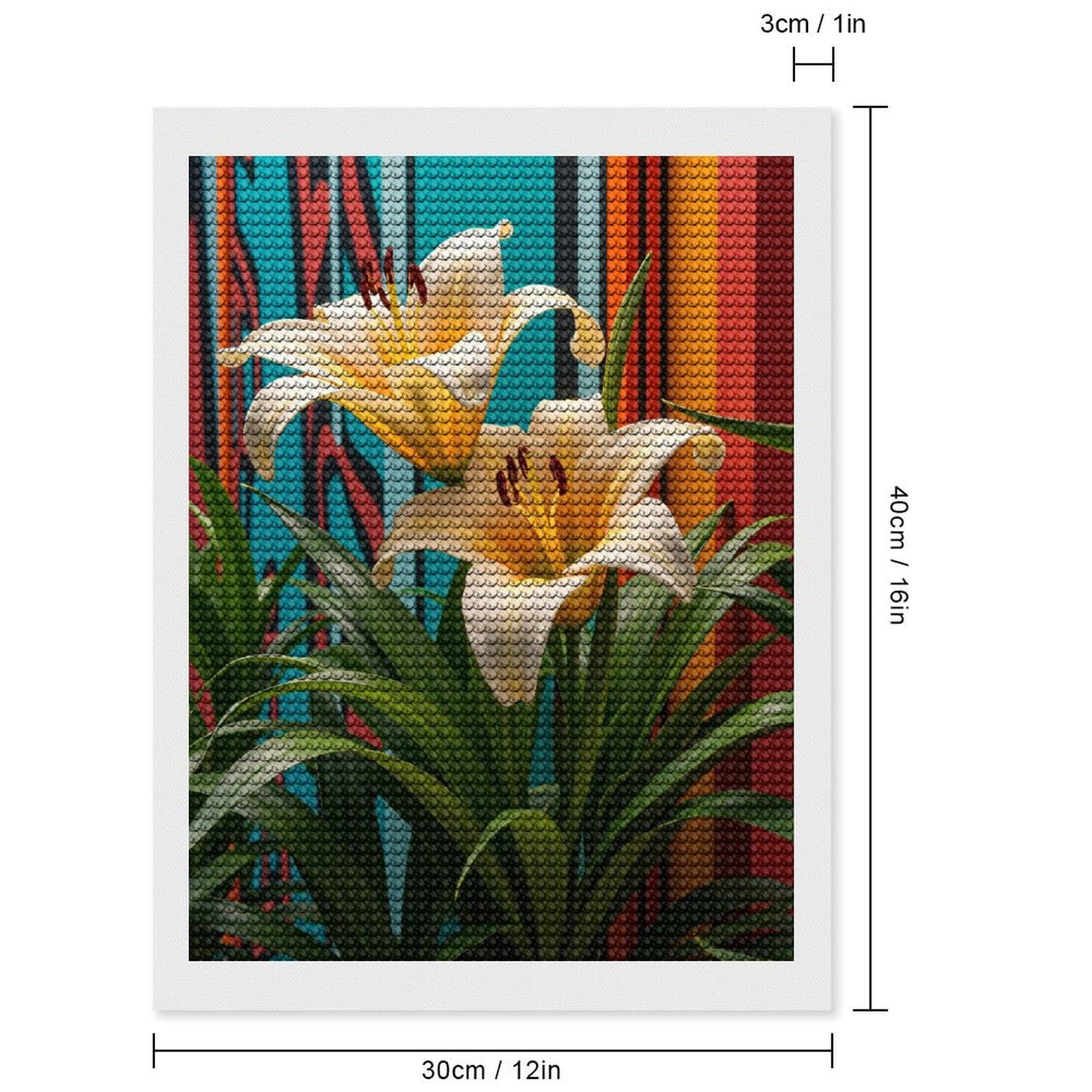 Diamond Art Kits for Adults, Yellow Lilies Colorful Background 5D Diamond Painting Kits for Adults Beginners, DIY Full Drill Diamond Painting, Gem Art and Crafts 12x16