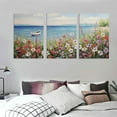 thumbnail image 3 of Nawypu Flowers Wall Art Modern Landscape Painting Floral Canvas Pictures for Bedroom Colorful Blossom Wildflowers Living Room Wall Décor 12''x16''X3 Panels, 3 of 4