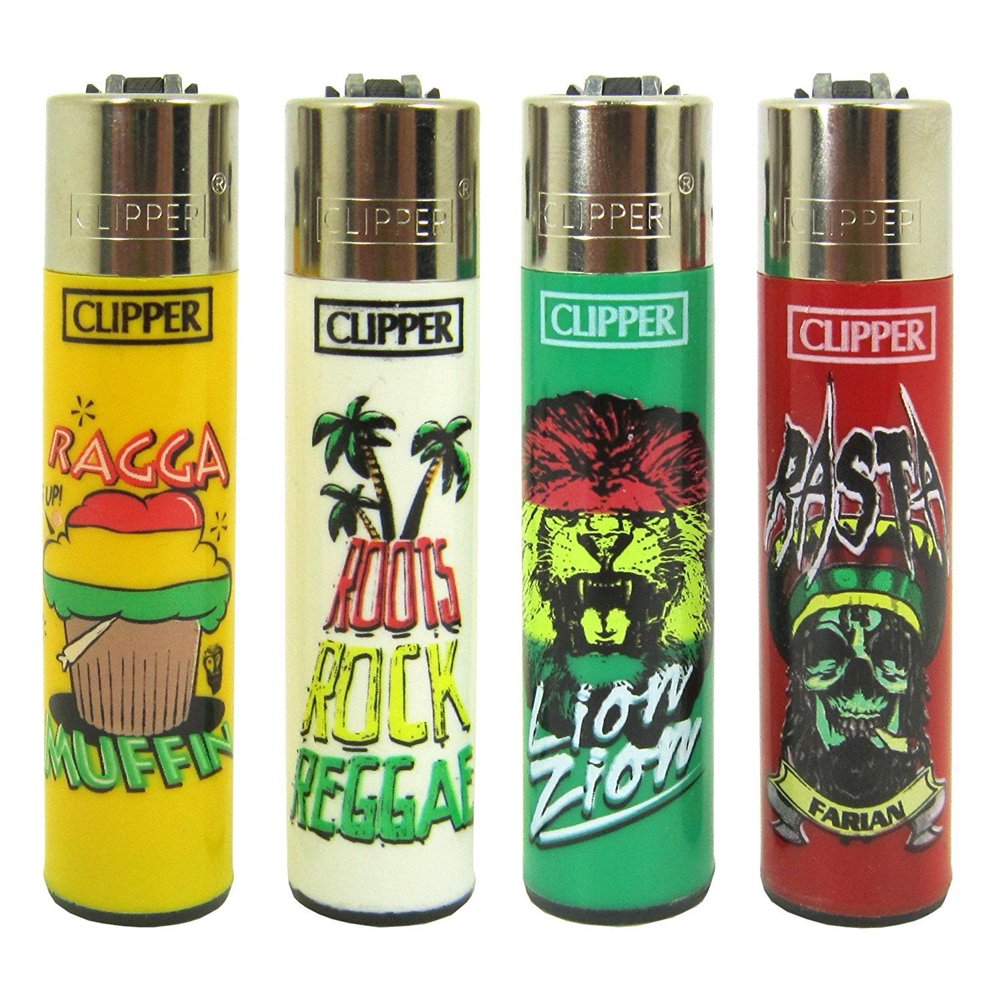 Bundle 4 Items Clipper Lighter Reggae "Rasta" Collection