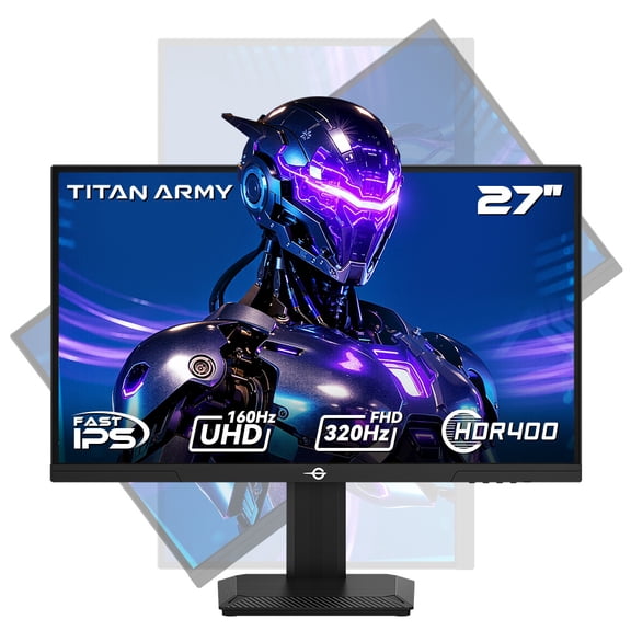 TITAN ARMY P2712V 27 Inch Dual‑Mode Fast IPS Gaming Monitor, 4K 160Hz / FHD 320Hz, HDR400, ΔE<2 Factory Calibrated