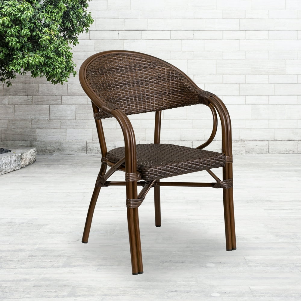 Flash Furniture Milano Series Cocoa Rattan Restaurant Patio Chair with