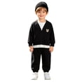 thumbnail image 3 of Baby Boy Fall Winter Clothes Toddler Kids Solid Outfits Long Sleeve Sweatshirt Tops + Joggers Pants Set Black,18-24 Months, 3 of 7