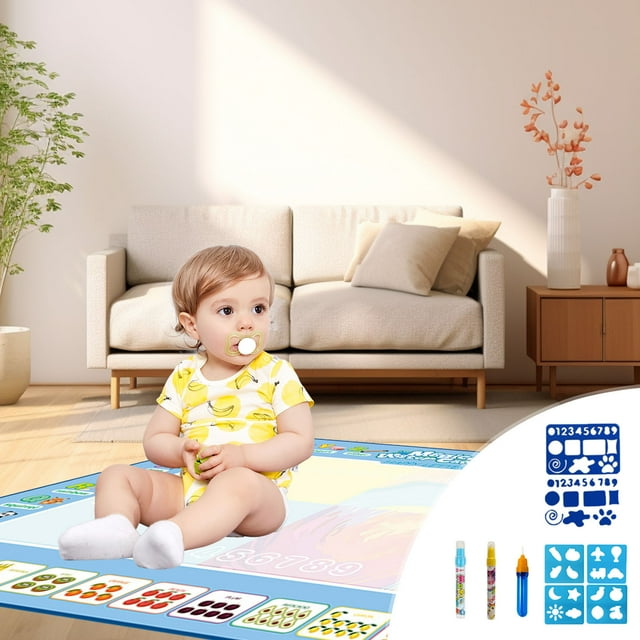 XYAIYT Children's Reusable Water Canvas Drawing Board Large Set with Water Pens Mess Free Portable Educational for Kids Enhances and Motor Skills Suit for Travel and Early Learning