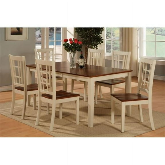 7 Piece Dining Room Set-Dining Table With Leaf and 6 Kitchen Dining Chairs