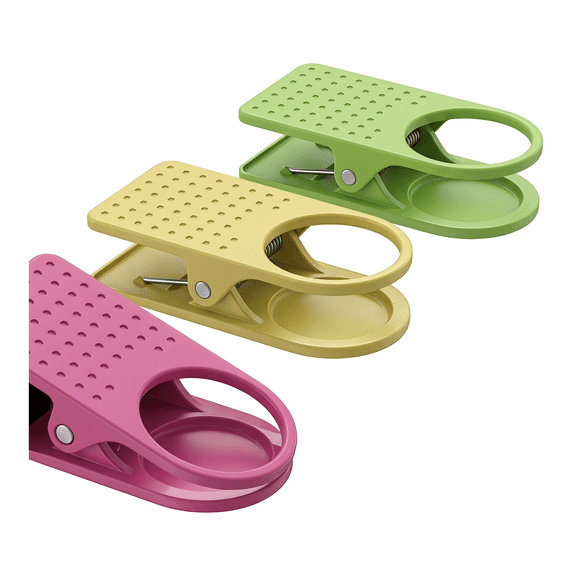 Drink Cup Holder Clips to Table Desk Laptop Coffee Drinks Holder Clip Plastic Table Cup Clip Clamp Office Cup Holder Clip for Home Restaurant, 2Pcs, Random Color