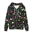 thumbnail image 3 of Renewold Women Butterfly Flowers Sweatshirt Hoodie with Zip-Front Pocket Athletic Yoga Clothing Size 5XL Y2K Activewear Running Sweatshirt Casual Jackets, 3 of 6