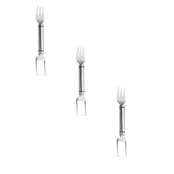 3PC 2-in-1 Stainless Steel Fruit & Watermelon Cutter, Watermelon Slicer, Fruit Forks Slicer for Home Party Camping Kitchen Gadget