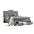 thumbnail image 5 of Buk Wood Full Bed, Button Tufted Upholstered, Nailhead Trim, Gray Burlap- Saltoro Sherpi, 5 of 5