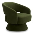 thumbnail image 3 of CHITA Swivel Fabric Accent Chair with Open Back&Wood Base,Modern Armchairs for Living Room Bedroom,Forest Green, 3 of 10