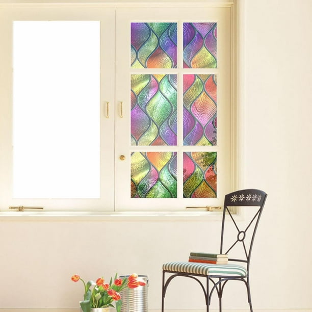 Película de privacidad de ventana 3D, calcomanías de ventana de vidrio removibles adhesivas estáticas, bricolaje teñido para decoración de cocina, com D Fernando película de privacidad de la ventana