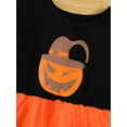 thumbnail image 5 of Seyurigaoka Baby Girl Halloween Dress Short Sleeve Round Neck Skirts Pumpkin Pattern Mesh Patchwork Holiday Party Clothing, 5 of 8