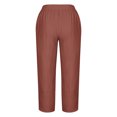thumbnail image 5 of SELONE Womens Pants Casual Travel Brown Mid Waist Plus Size Lounge Pants Cropped Trouser Pants Loose Beach Pants Pull on Solid Soft Straight Leg Lightweight Comfy 5XL Breathable Summer Clothes, 5 of 5