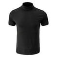 thumbnail image 3 of hlysgo Turtleneck Shirt for Men Slim Fit Short Sleeve Summer Pullover Tops Casual Solid Color Mock Neck Basic Tees Workout Going Out Top Black M, 3 of 5