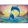thumbnail image 4 of SKYSONIC 36x24in Lovely Bottlenose Dolphins Area Rug, Colorful Sea Sunrise Non-Slip Floor Carpet for Indoor Living Dining Room Bedroom, 4 of 7