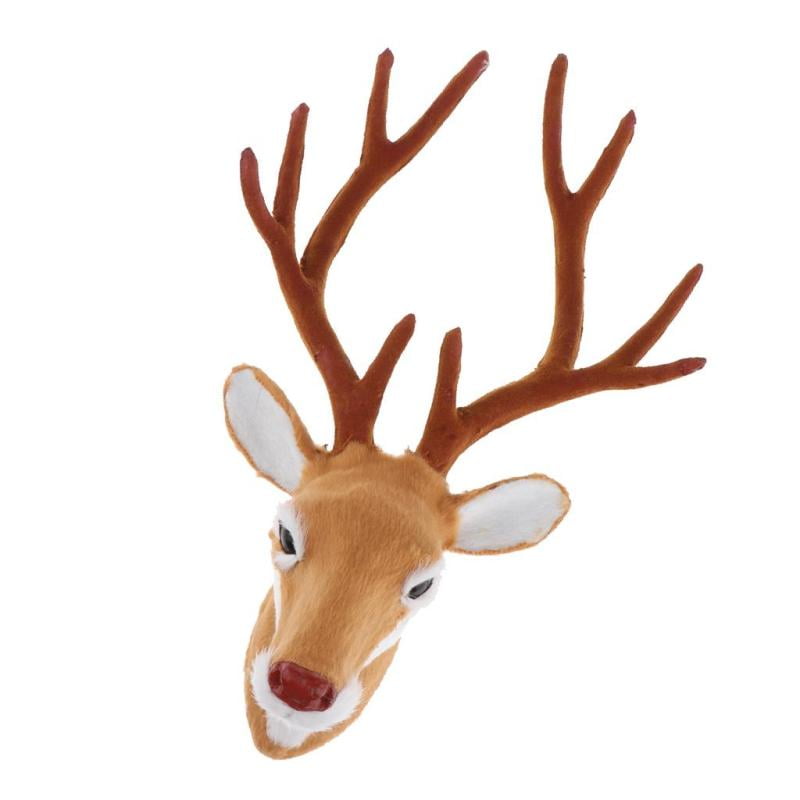 Realistic Deer Head Wall Mount Sculpture Animal Model Ornament for House 