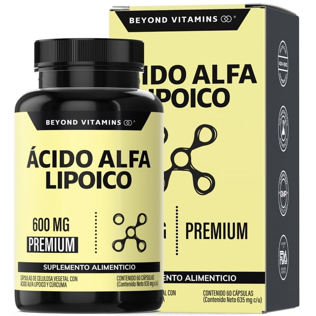 Ácido Alfa Lipóico (ala) 600mg Por Cápsula, Potenciado Con Cúrcuma (curcumina) |Curcuma Capsulas - Antioxidante - Alpha Lipoic Acid | Curcuminoides | Vitaminas Mujer / Hombre - 60 Cápsulas Veganas