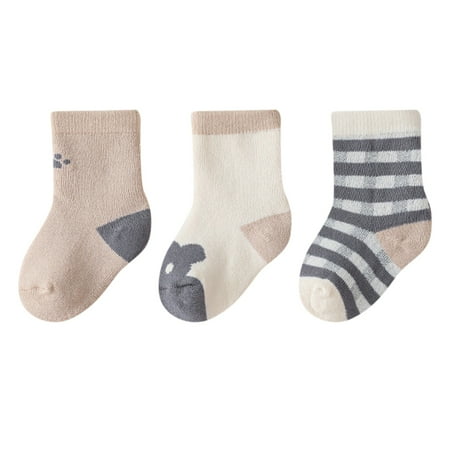

Heiheiup Kids Knit Snowflower Winter Slipper Indoor Acrylic Thick Socks Stay at Home Socks