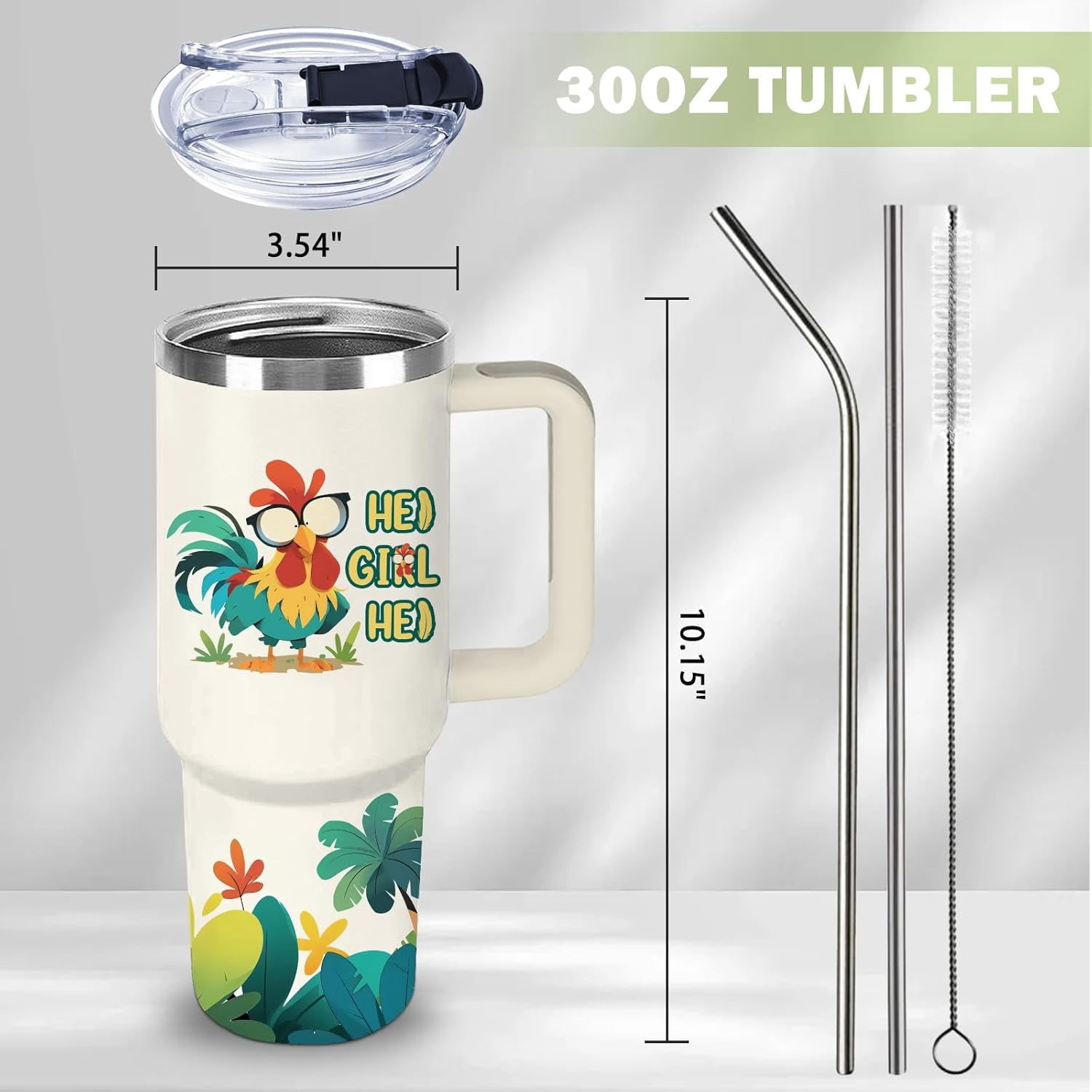 30 OZ Chicken Tumbler with Handle and Straws Stainless Steel Insulated Travel Coffee Mugs, Leak-Proof, Funny Chickens Cups for Chickens Lovers Birthday Christmas Gifts Water Cup