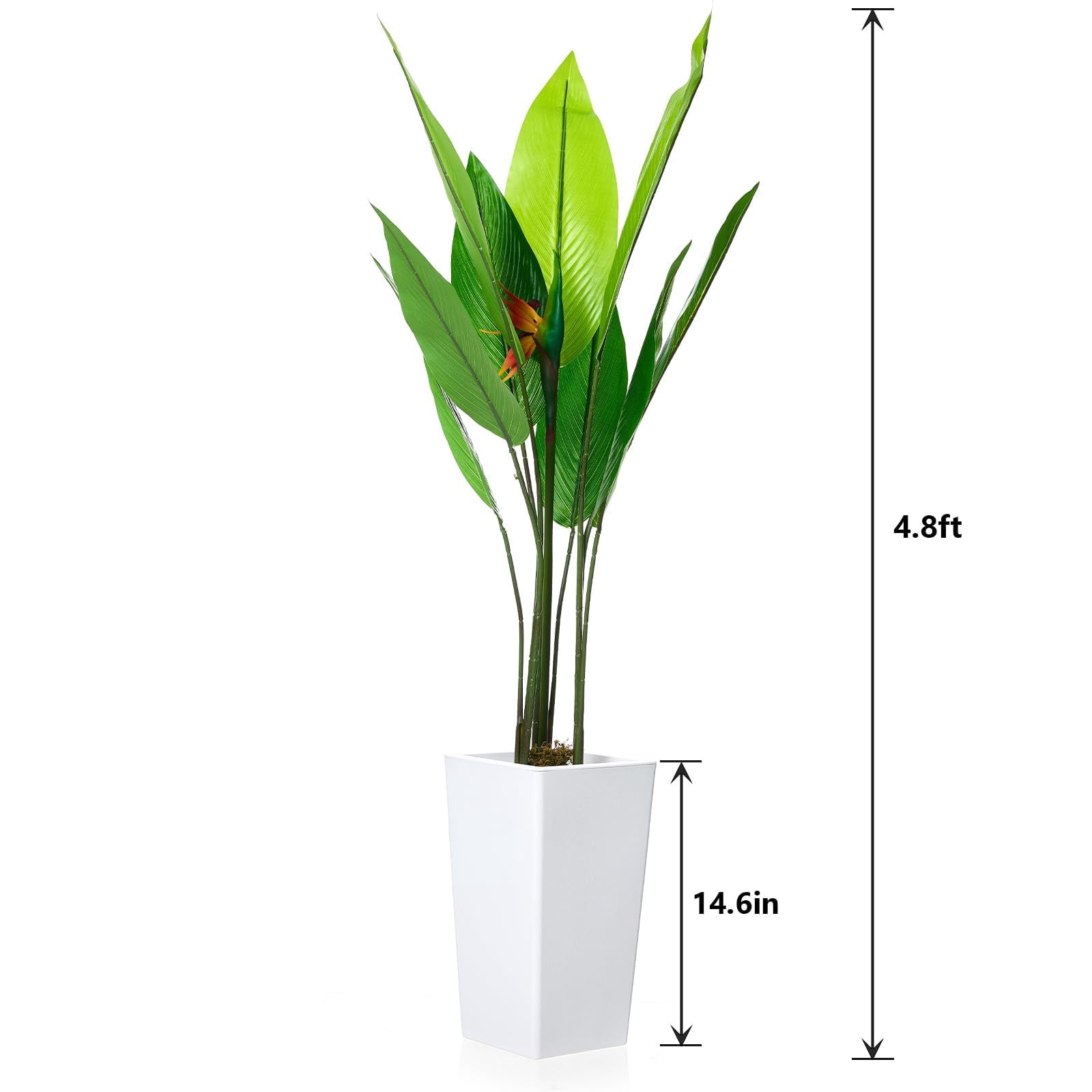 Accreate Faux Banana Tree Artificial Plant, Fake Potted Tropical Evergreen with Tall White Planter for Living Room, Entryway, Porch, or Office