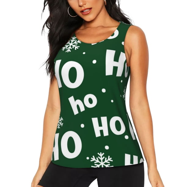 Fotbe Ho Ho Ho A Blusas Sin Mangas para Mujer – Estilo Casual, Corte Suelto, Slim-Fit, Cuello Redondo Deportivo, Tops de Verano para Gimnasio y Yoga-Large