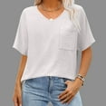 thumbnail image 2 of Hot days, bold styles Olyvenn Women's Oversized T Shirts Short Sleeve V Neck Summer Tops Casual Loose Fit Textured Blouses 2025 Trendy Tee Shirt White M, 2 of 7