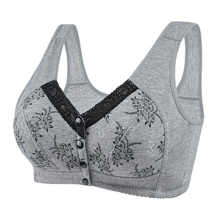 Nisorays Women s Front Closure Bras Seamless Plus Size Plunge Wireless Comfortable Bra Gray 44
