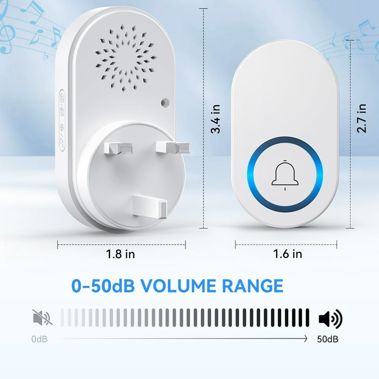 YOOVEE Wireless Doorbell Kit with 2 Receivers, 60 Chimes photo 5